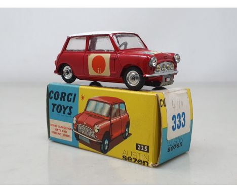 A boxed Corgi Toys No.333 Sun Rally Car, M, in over sticker box in superb condition with leaflet