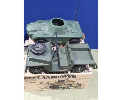A boxed Palitoy Action Man Land Rover and a boxed Armoured Car