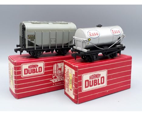 A boxed Hornby Dublo Export 4826 'Esso' Tanker and  4825 Grain Wagon, both unused in mint condition, boxes superb with origin