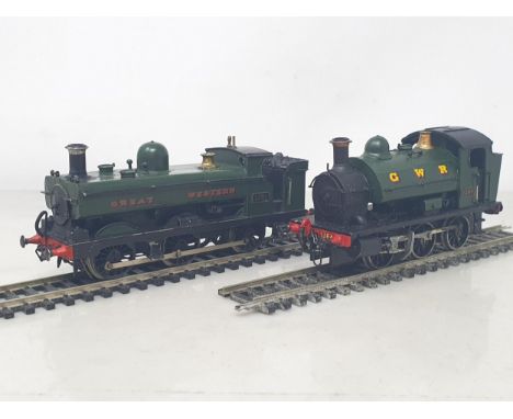 A fine scale 00 gauge Dean's 1854 Class 0-6-0PT in G.W.R. green livery and a 1361 Class 0-6-0PT in G.W.R. livery