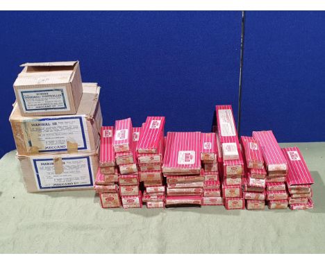 Over 50 boxes of Hornby Dublo 2-rail Track, mostly unused, boxes generally G-VG, together with three Marshall Controllers and
