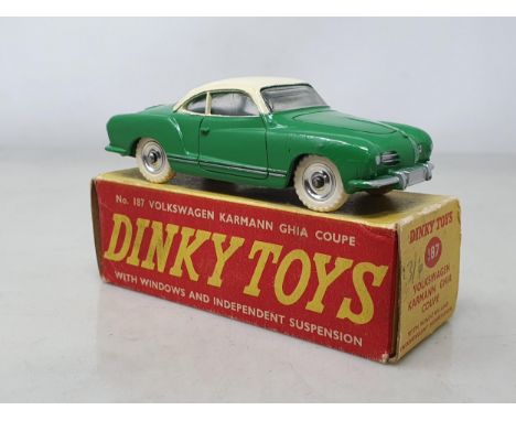 A boxed Dinky Toys No.187green and cream VW Karmann Ghia, Nr M-M, box VG-Ex