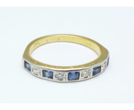 An 18ct gold, diamond and sapphire ring, 2.8g, M