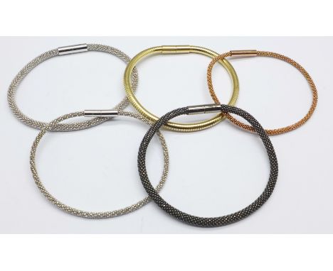 Five silver bracelets