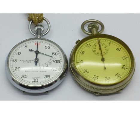 A Yachting timer stop watch by Excelsior Park and one other with broad arrow