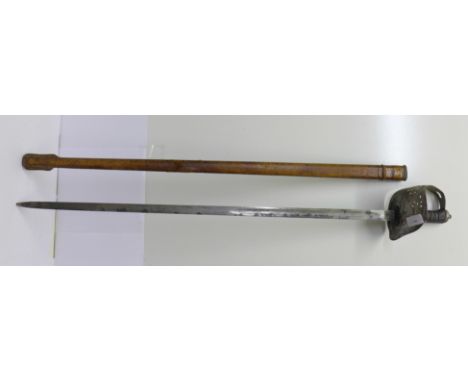 A George V 1897 pattern infantry officer's sword, with scabbard, a/f