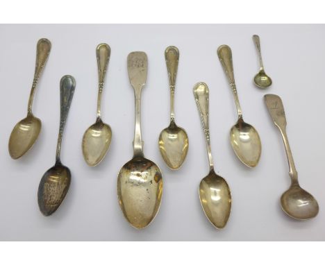 Silver spoons including a set of six, 86g