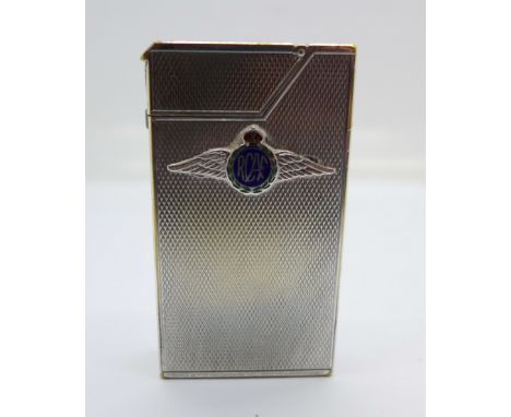 A silver plated Dunhill lighter with RCAF emblem