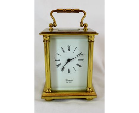 Rapport brass repeater carriage clock with box and key