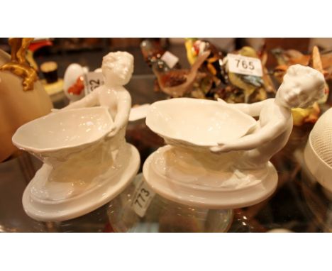 Pair of Royal Worcester salts in the form of mermaids 