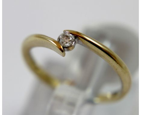 9 ct gold diamond solitaire ring, Size M