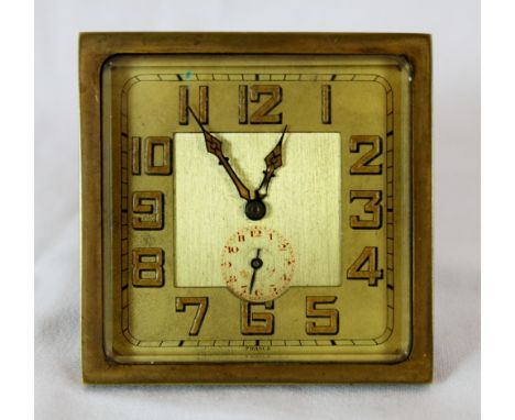 Art Deco brass travelling alarm clock