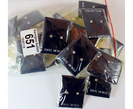 Thirty packs of ladies sterling silver earrings