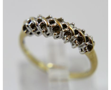 Ladies 9 ct gold fancy diamond half eternity ring, Size N