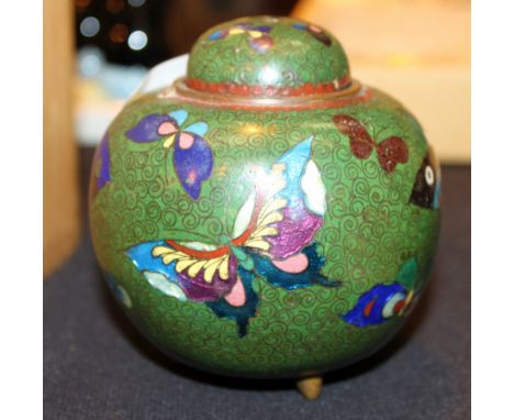 Oriental Cloisonne ginger jar lacking finial