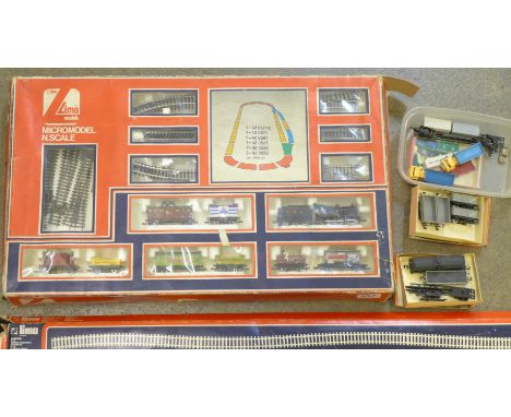 A Lima N gauge model rail set and other N gauge accessories and track