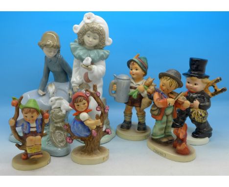 Two Nao figures, four Hummel figures including For Father and a Goebel figure with ladder