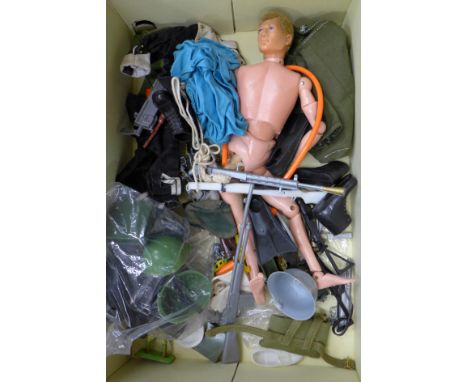 An Action Man figure and accessories