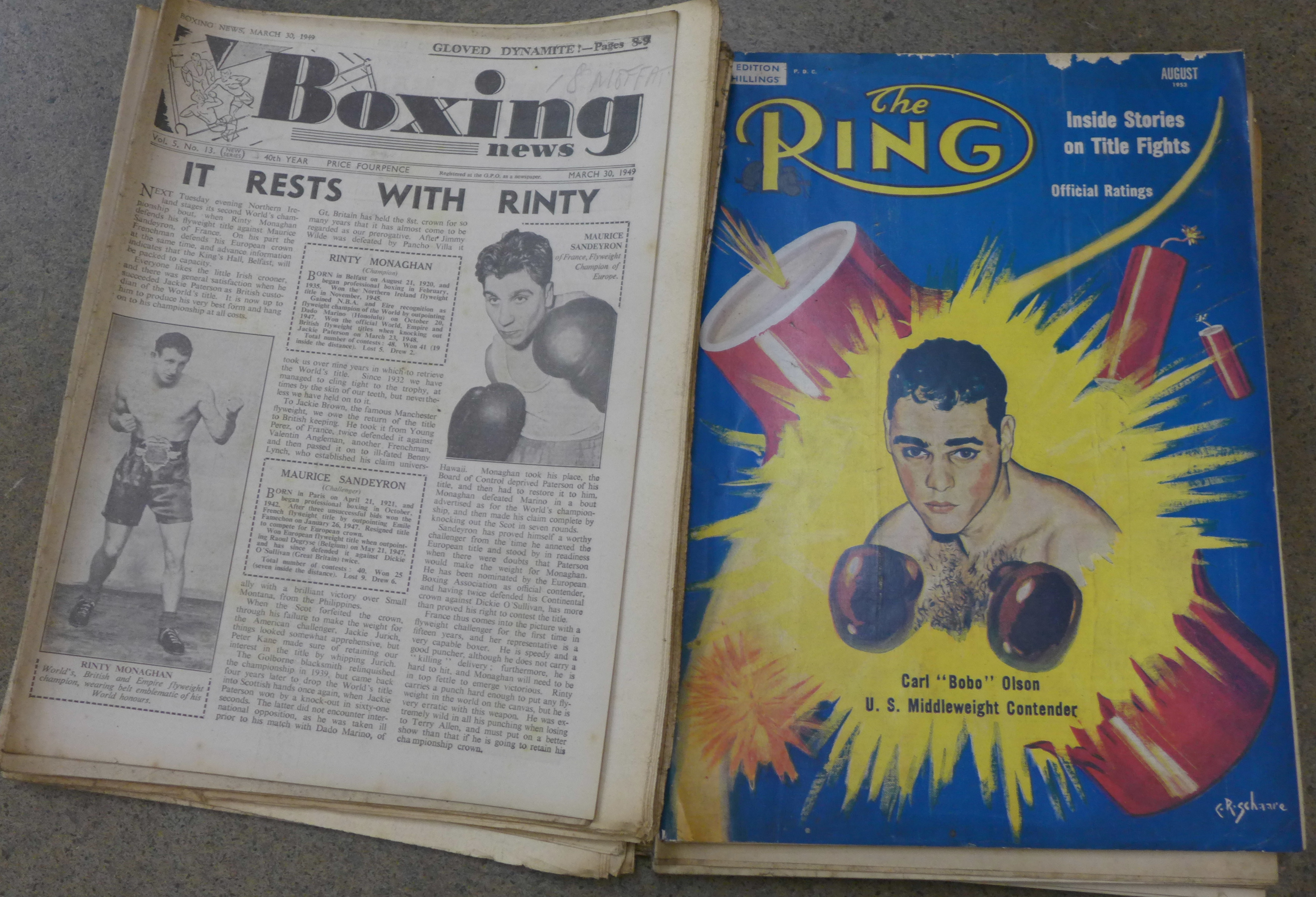 Boxing magazines from the 1940's and 1950's including Boxing News and