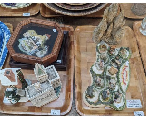 Two trays of David Winter cottages and architectural studies to also include Pershore Mill (cased), David Winter miniature ca