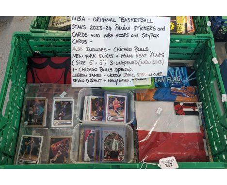 Collection of NBA original Basketball Stars 2023-24 Panini stickers and cards together with NBA Hoops and Skybox cards.  (B.P