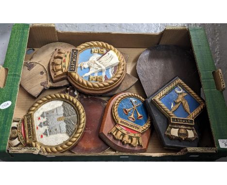 Collection of wooden painted plaques to in include: Dartmouth, Edinburgh, Osprey, Crossbow, etc. (B.P. 21% + VAT)