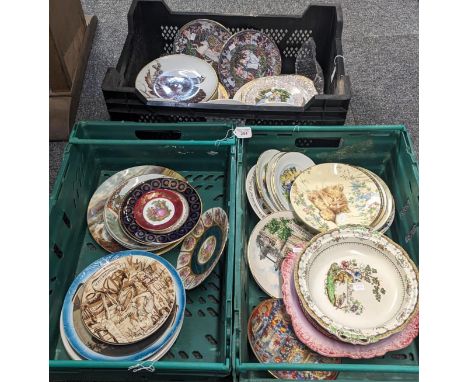 Three boxes of assorted collectors and other plates: Copeland, Spode, Chelsea, Tazza, etc. (3) (B.P. 21% + VAT)