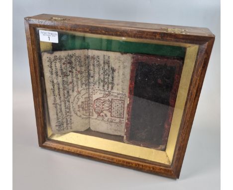 A Burmese hand drawn and written 40 page 'Concertina' Buddhist' manuscript, each page covered with script and illustrative dr