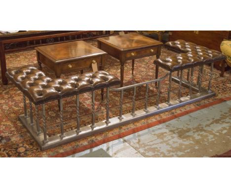 CLUB FENDER, vintage large proportions country house with L shaped button leather seats raised upon polished twisted iron sha
