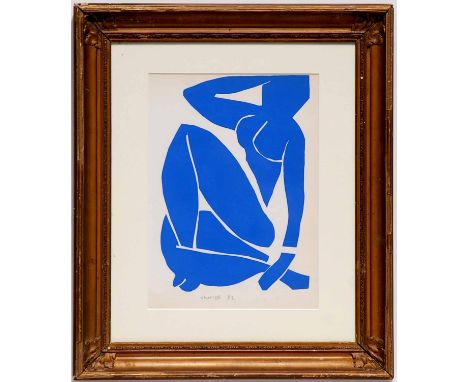 HENRI MATISSE 'Nu Bleu IX', original lithograph from the 1954 edition after Matisse's cut outs, printed by Mourlot, 35cm x 26