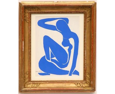 HENRI MATISSE 'Nu Bleu VI', original lithograph from the 1954 edition after the cut-outs, printed by Mourlot, 35cm x 26cm, fr