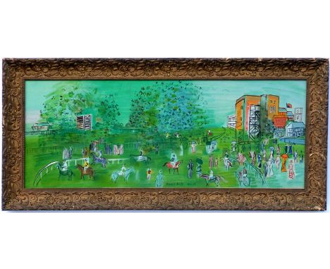 RAOUL DUFY 'Ascot', 1969, lithograph in colours, Pierre Levy edition 1000, 40cm x 100cm, framed and glazed.