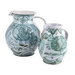 ANDREW HAZELDEN FOR ALDERMASTON POTTERY; A LARGE TIN-GLAZED EARTHENWARE JUG, CIRCA 1990