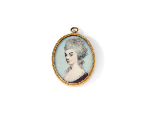 Y&nbspATTRIBUTED TO GEORGE ENGLEHEART (1750-1829) A PORTRAIT MINIATURE OF MRS (COL) HERRIES  In a glazed gilt metal frame, we