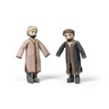 A PAIR OF PAPIER MACHE HEADED DOLLS, 20TH CENTURY