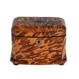 Y A WILLIAM IV TORTOISESHELL TEA CADDY, CIRCA 1835