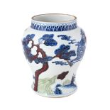 A CHINESE BLUE AND WHITE JAR