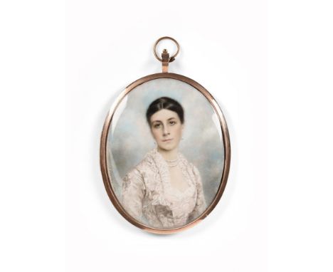 Y &nbspCHARLES JAMES TURRELL (BRITISH 1845-1932) A PORTRAIT MINIATURE OF EMMA SUSAN RAMSDEN  In a glazed gilt metal frame, de