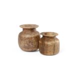 TWO EGYPTIAN ALABASTER POTS, 20TH CENTURY, IN THE ANTIQUE MANNER