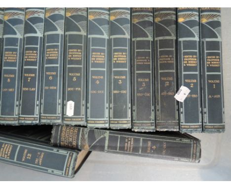 A box of vintage volumes A Standard Cyclopedia of Modern Agriculture in 15 volumes