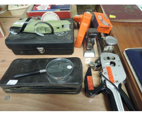 A selection of vintage office supplies 