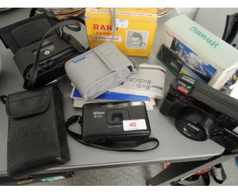 A selection of vintage cameras including boxed Rand Candid, Pentax etc