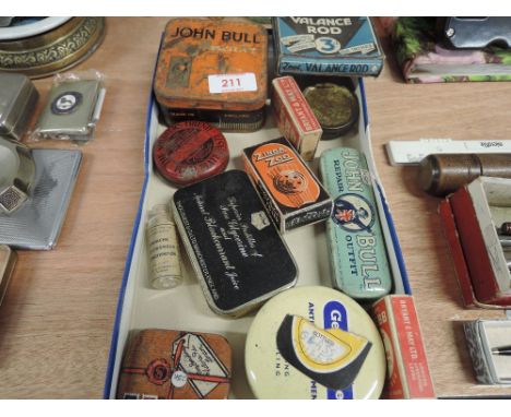 A tray of vintage tins etc