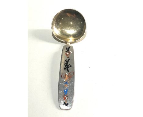 Vintage Denmark silver and enamel caddy spoon by A.Michelsen copenhagen 