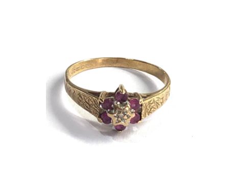 9ct gold ruby &amp; diamond ring 1.7g 