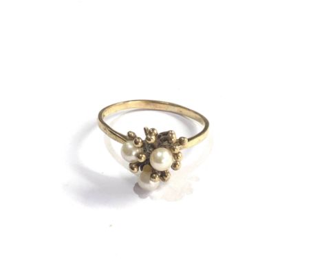 9ct gold vintage pearl ring (2g) 