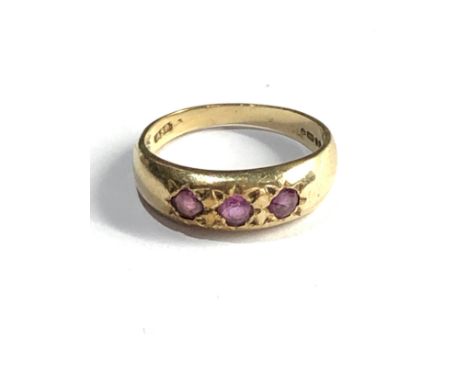 9ct gold vintage ruby  gypsy ring (2g) 