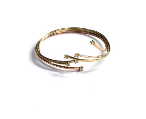 9ct gold stone set bangle (6.1g) 