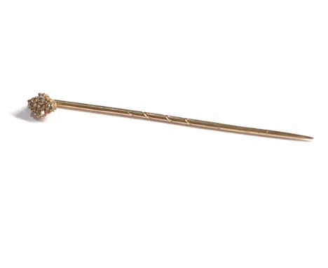Antique 9ct gold diamond set stick pin 