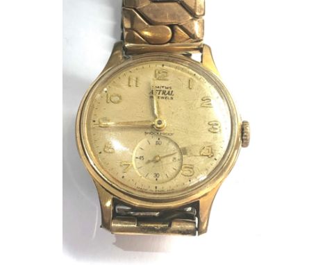 Vintage Smiths Astral gents wristwatch 15 jewel winding crown stuck non working order 